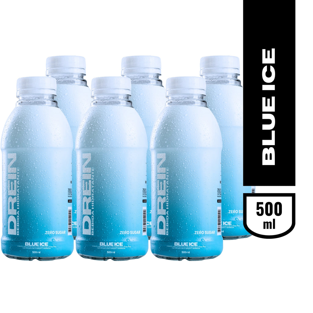 DREIN - Pack 6 unidades Blue ICE Bebida Hidratante Vitaminas y Electrolitos 500ml