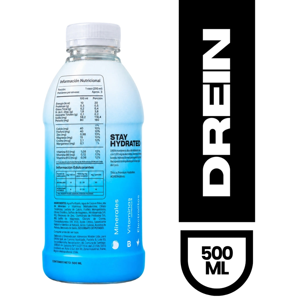 DREIN - Pack 12 unidades Blue ICE Bebida Hidratante Vitaminas y Electrolitos 500ml