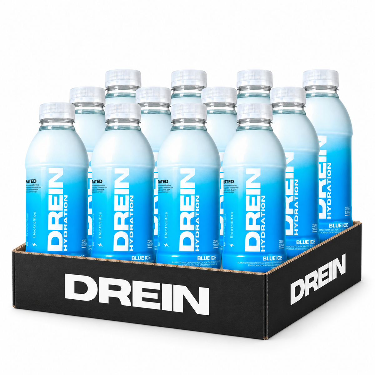 DREIN - Pack 12 unidades Blue ICE Bebida Hidratante Vitaminas y Electrolitos 500ml